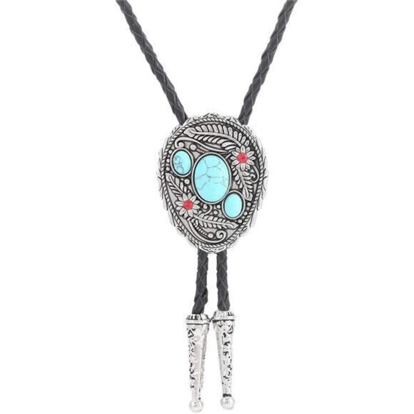 Turquoise Bolo Tie for Men Blue Turquoise Bolo - Picture 1 of 6